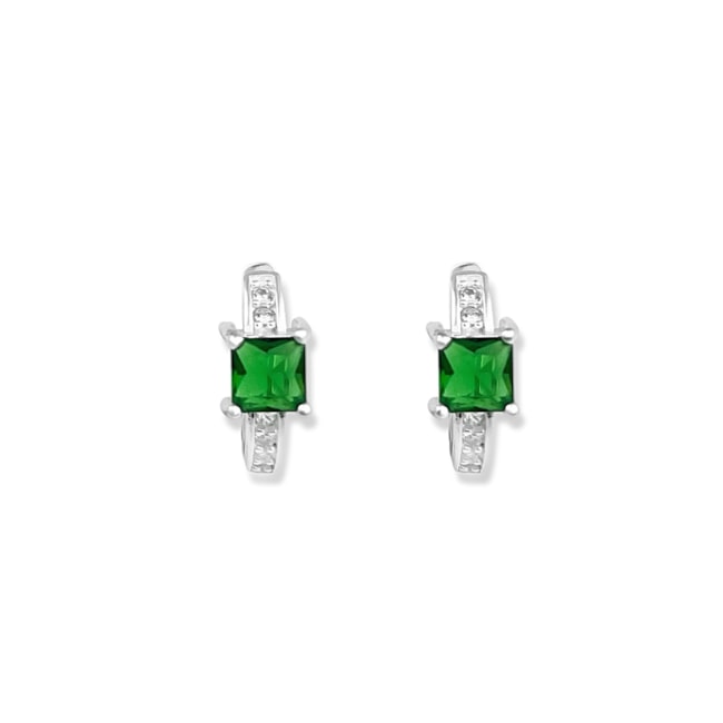 Brinco de Argola com Zircônias Verde e Brancas