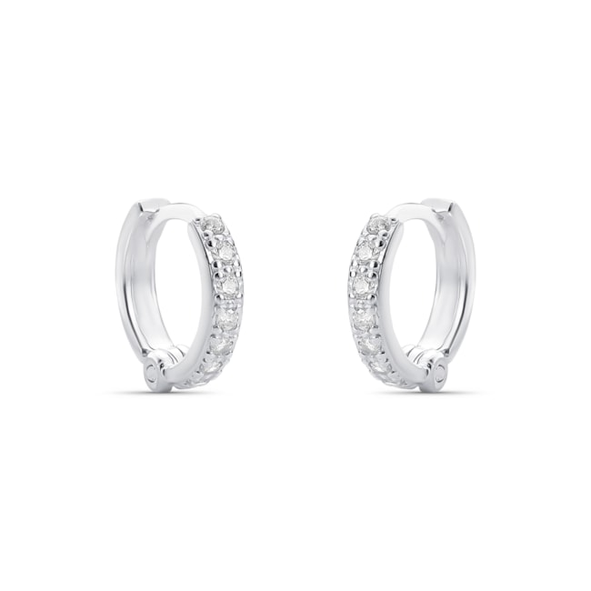 Brinco de Argola Cravejada com Zircônia Branca 