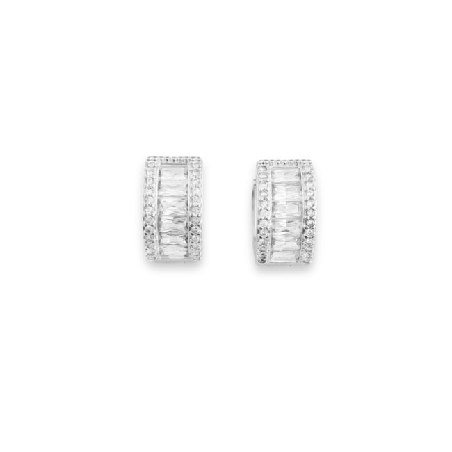 Brinco de Argola Cravejado com Zircônia Cristal 