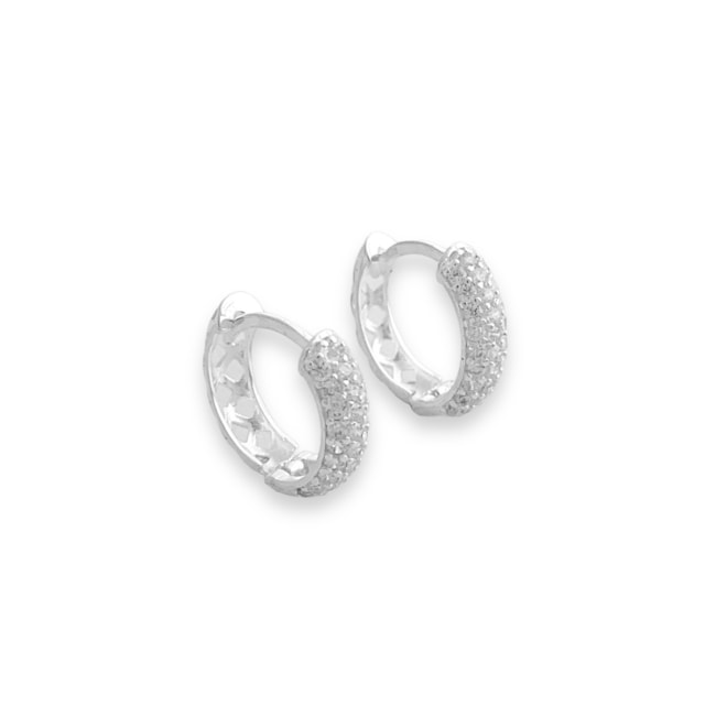 Brinco de Argola Cravejado de Zircônias - 1,3cm