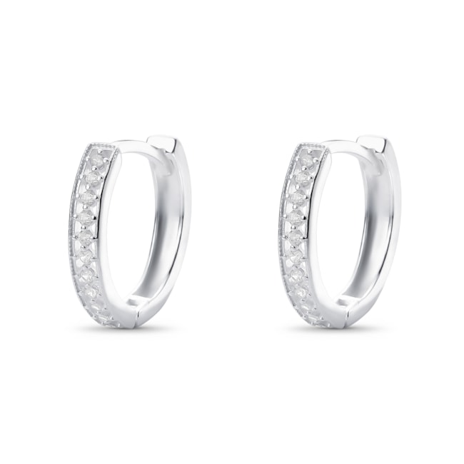 Brinco de Argola de Click Frente Vazada e Cravejada