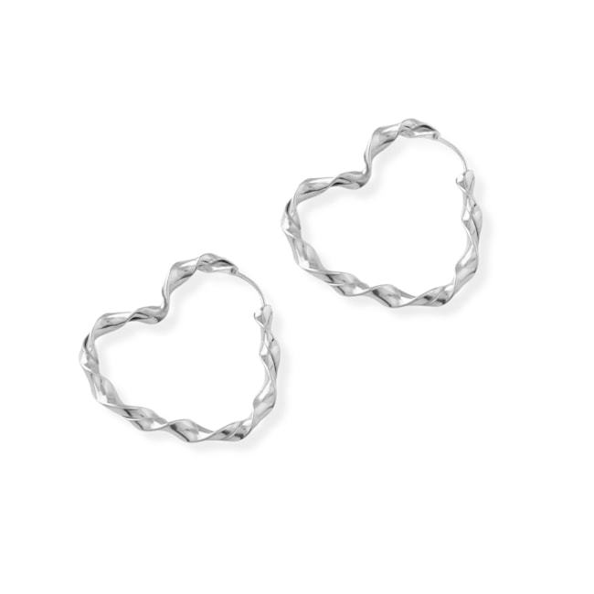 Brinco de Argola de Coração Torcida de Encaixe - 2,5cm