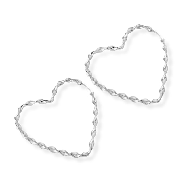 Brinco de Argola de Coração Torcida de Encaixe - 4,4cm