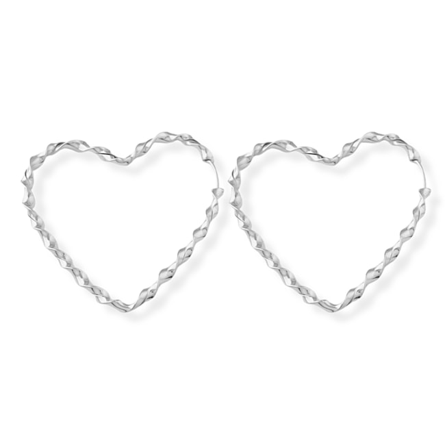 Brinco de Argola de Coração Torcida de Encaixe - 4,4cm