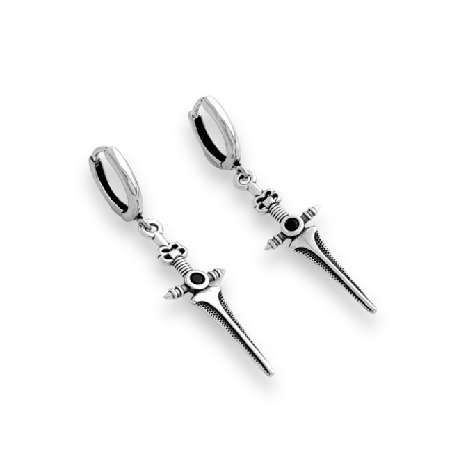 Brinco de Argola de Espada com Ônix