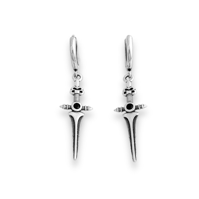 Brinco de Argola de Espada com Ônix