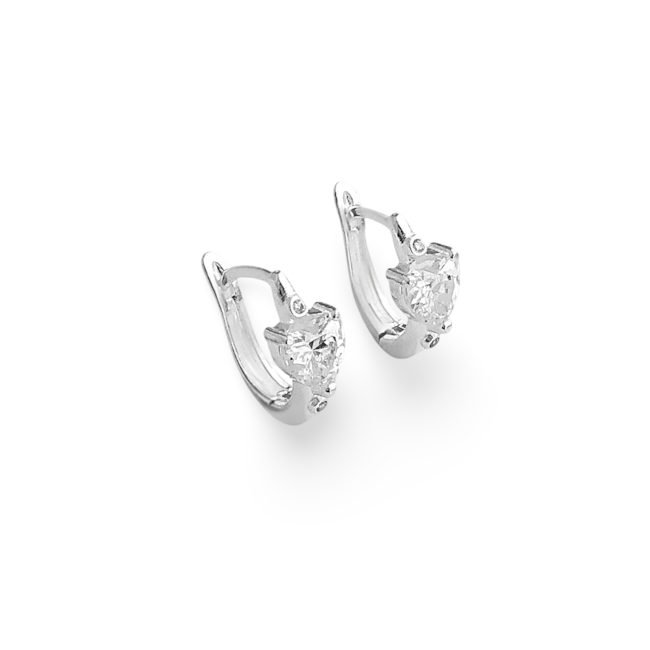 Brinco de Argola em U com Coração de Zircônia Cristal