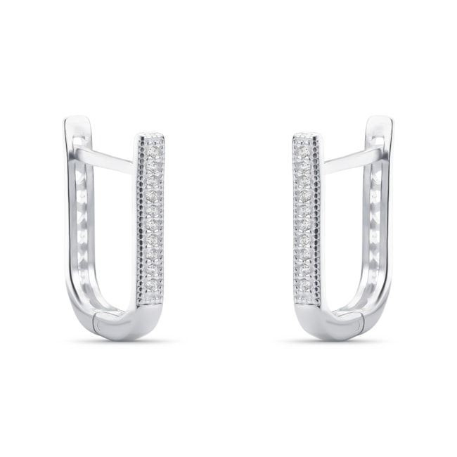 Brinco de Argola em U Cravejado com Zircônia
