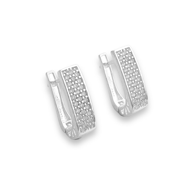 Brinco de Argola em U Cravejado com Zircônias