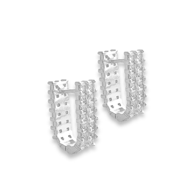 Brinco de Argola em U Cravejado com Zircônias