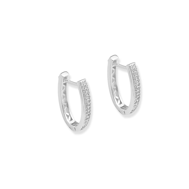 Brinco de Argola em U Cravejado de Zircônia 
