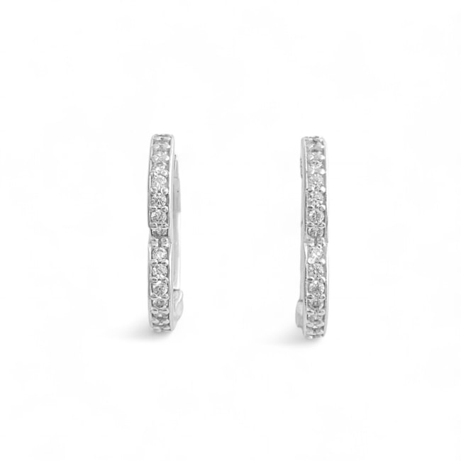 Brinco de Argola Grande em Formato de Coração Cravejado 