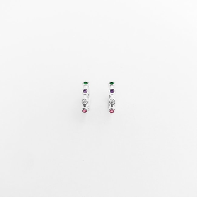 Brinco de Argolinha com Zircônias Coloridas