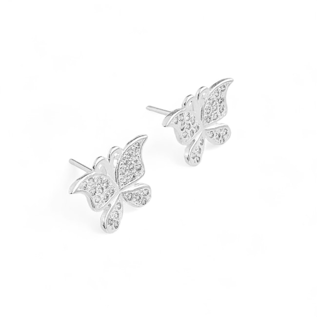 Brinco de Borboleta Cravejado com Zircônias