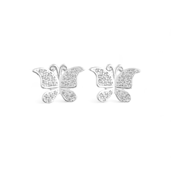 Brinco de Borboleta Cravejado com Zircônias