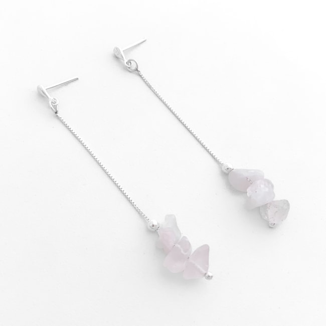 Brinco de Cascalho com Quartzo Rosa