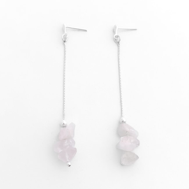 Brinco de Cascalho com Quartzo Rosa
