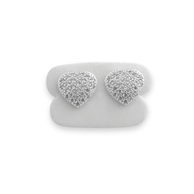Brinco de Coração Cravejado com Zircônia