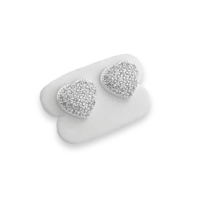 Brinco de Coração Cravejado com Zircônia