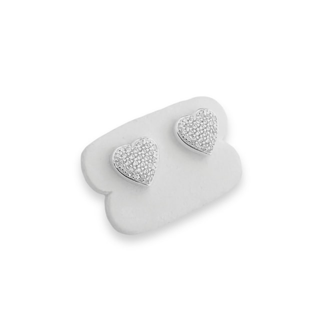 Brinco de Coração Cravejado com Zircônias 