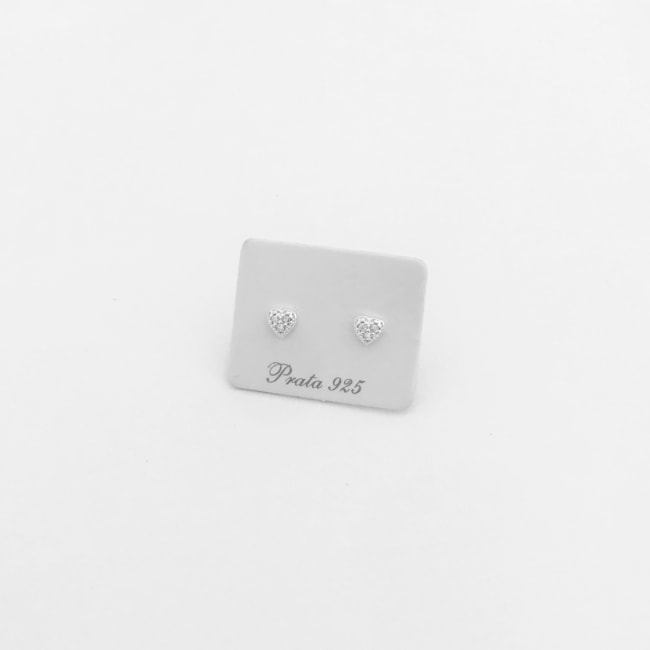 Brinco de Coração Pequeno Cravejado com Zircônias 