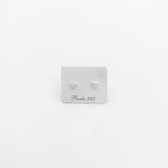 Brinco de Coração Pequeno Cravejado com Zircônias 