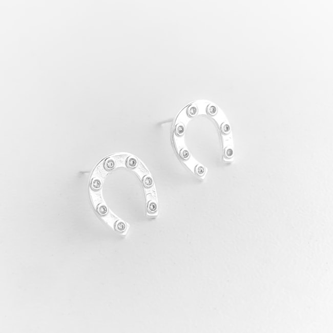 Brinco de Ferradura com Zircônias Cristal