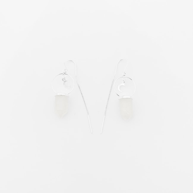 Brinco de Fio com Cristal Quartzo Transparente