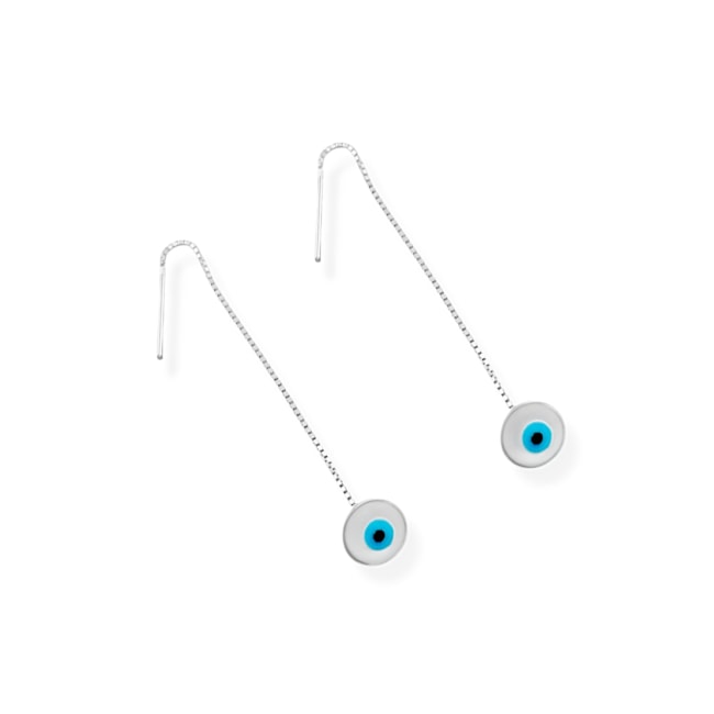 Brinco de Fio com Olho Grego em Madrepérola