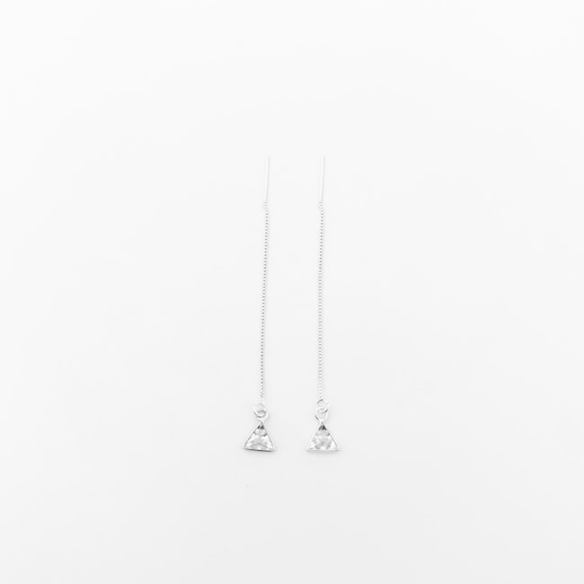 Brinco de Fio com Zircônia Triangular