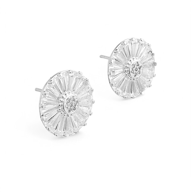 Brinco de Flor Cravejado com Zircônias