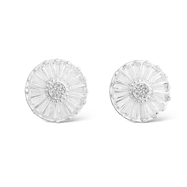 Brinco de Flor Cravejado com Zircônias