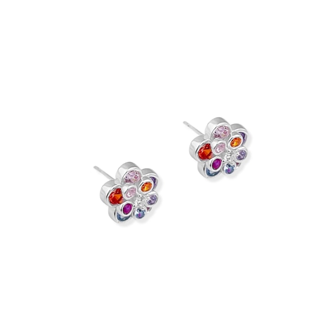 Brinco de Florzinha com Zircônia Colorida 