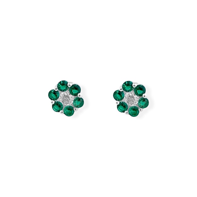 Brinco de Florzinha Cravejado com Zircônia Esmeralda 