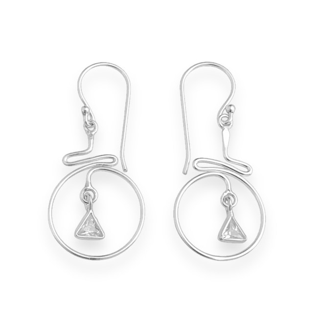 Brinco de Gancho com Zircônia Cristal 