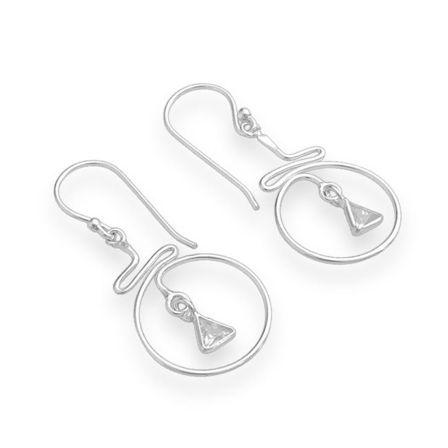 Brinco de Gancho com Zircônia Cristal 