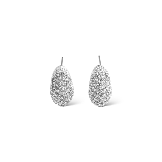 Brinco de Gota Abaulada Cravejada de Zircônias
