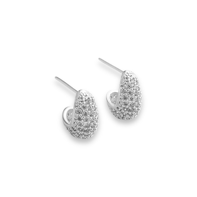 Brinco de Gota Abaulada Cravejada de Zircônias