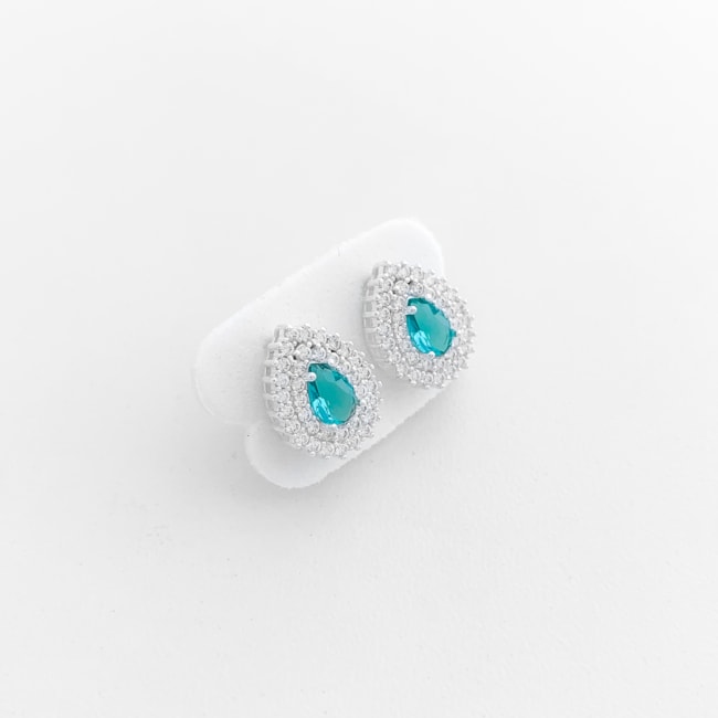 Brinco de Gota Cravejada com Zircônia Turmalina da Paraíba no Centro