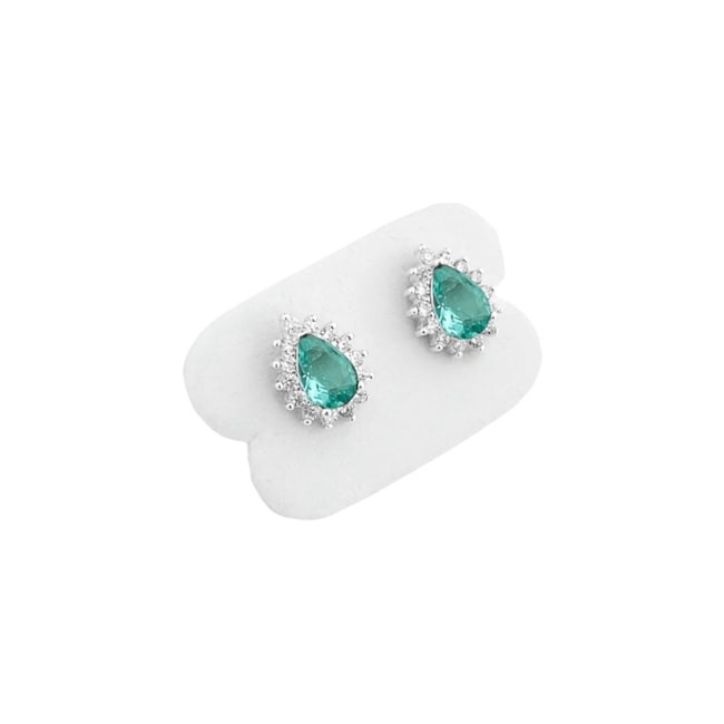 Brinco de Gota Cravejado de Zircônia e Turmalina da Paraíba