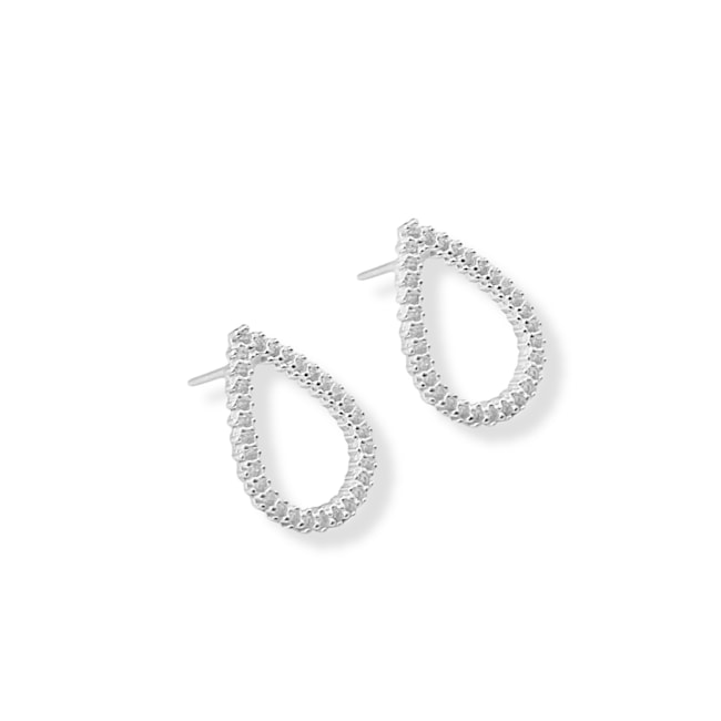 Brinco de Gota Vazado Cravejado de Zircônia