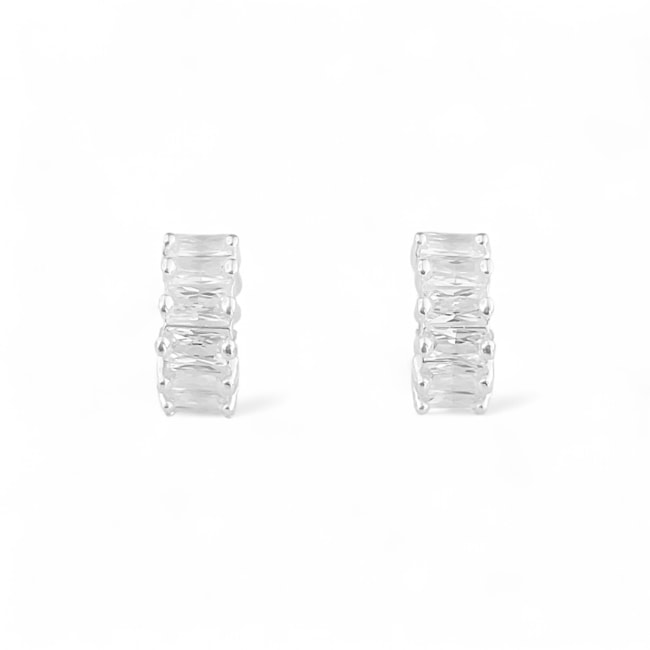 Brinco de Lua Cravejado com Zircônia Cristal