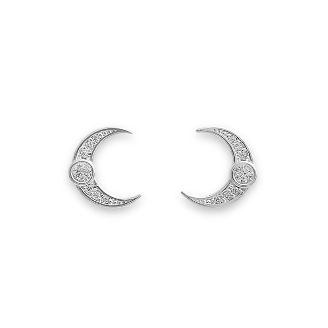 Brinco de Lua Cravejado com Zircônias