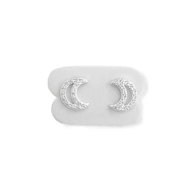 Brinco de Lua Cravejado de Zircônias