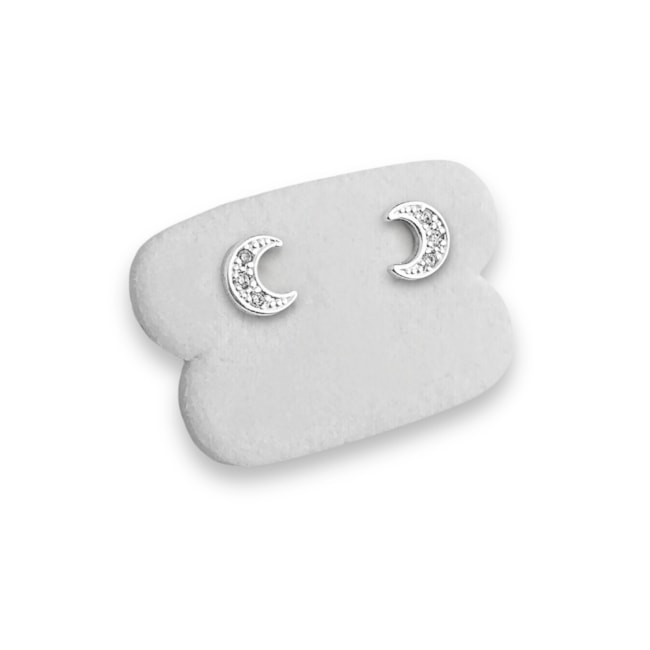Brinco de Meia Lua Cravejada de Zircônias