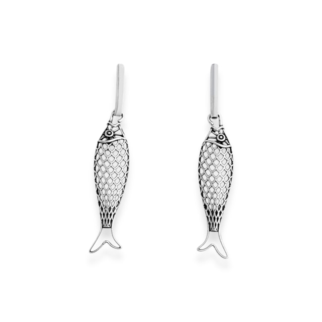 Brinco de Peixe Vazado Trabalhado Envelhecido 