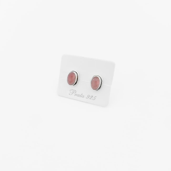 Brinco de Quartzo Rosa Oval
