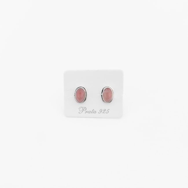 Brinco de Quartzo Rosa Oval