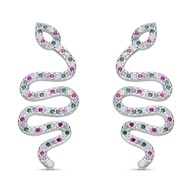 Brinco de Serpente Cravejados com Zircônias Coloridas
