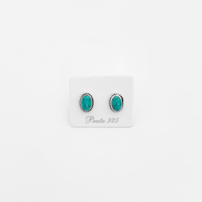 Brinco de Turquesa Oval